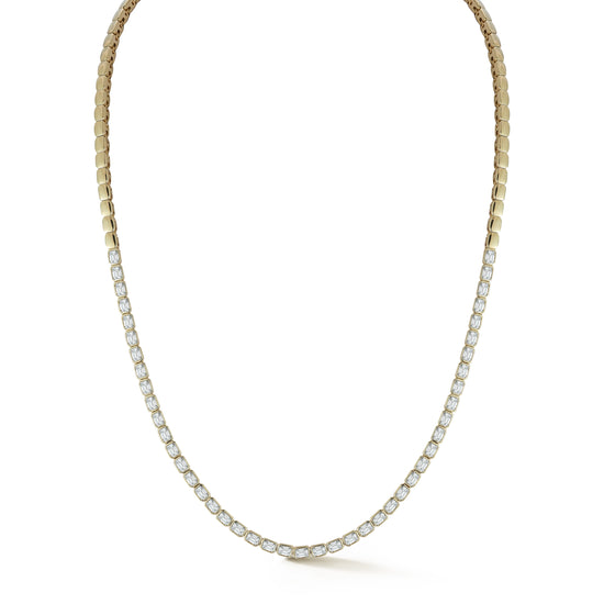 Halfway Bezel Emerald Diamond Necklace