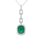 Oval Cut Emerald and Diamond Halo Pendant