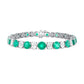 Round Green Emerald and Oval Diamond Bracelet