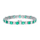 Round Green Emerald and Oval Diamond Bracelet