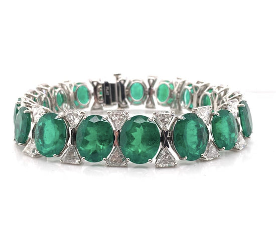 47CT Oval Cut Emerald Bracelet