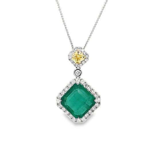 Emerald and Yellow Diamond Pendant