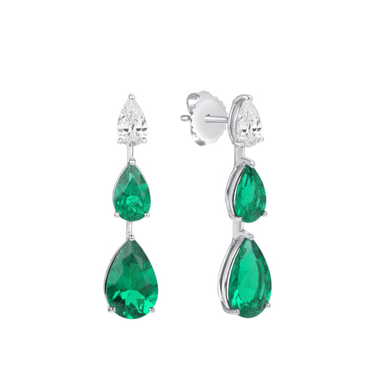 Emerald and Diamond Drop Earrings