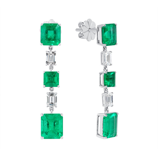 Emerald and Diamond Dangle Earrings