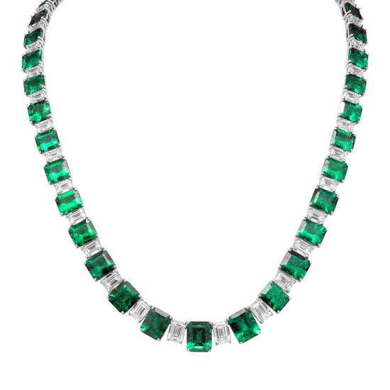 77CT Emerald and Diamond Necklace