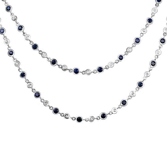 Blue Sapphire and Diamond by the Yard Necklace