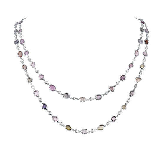 Multi-Color Sapphire and Diamond by the Yard Necklace