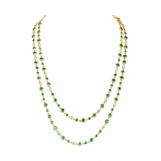 Emerald and Diamond by the Yard Necklace