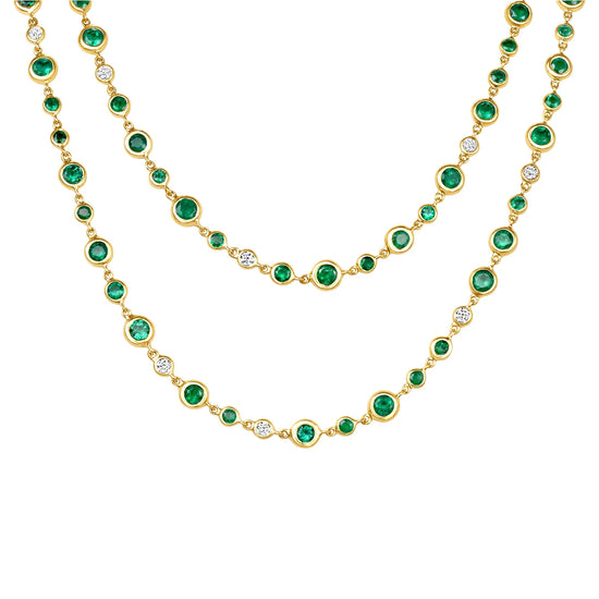 Emerald and Diamond by the Yard Necklace