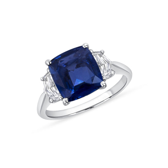 4CT Cushion Cut Sapphire Ring