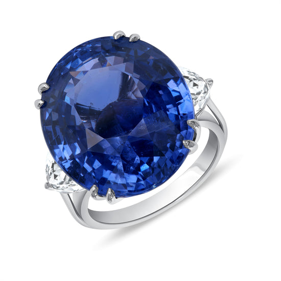 34.58CT Sapphire and Diamond Ring