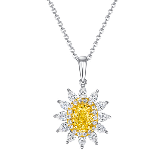 Yellow Diamond Starburst Pendant Necklace