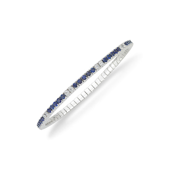 Picchiotti Xpandable™ 4.87CT Sapphire and Diamond Round Cut Tennis Bracelet