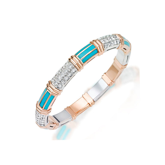 Picchiotti Xpandable™ 6.88 CT Diamond & Turquoise Bracelet in Two-Tone Gold