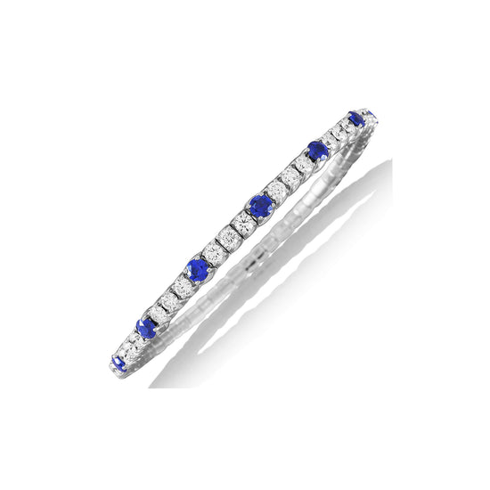 Picchiotti Xpandable™ 7.02 CT Sapphire and Diamond Round Cut Tennis Bracelet