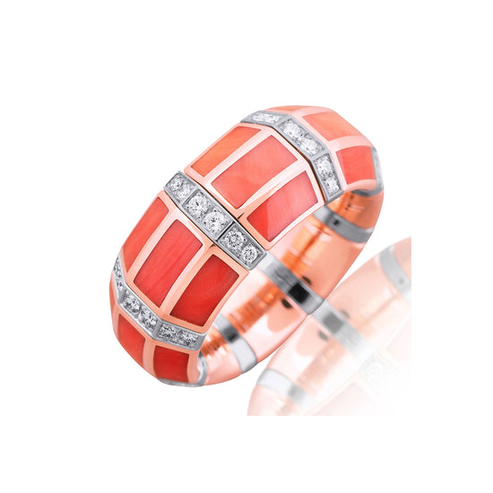 Picchiotti Xpandable™ 1.45CT Coral & Diamond Fashion Ring in Two-Tone Gold
