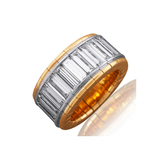 Picchiotti Xpandable™ 10.12CT Baguette Diamond Pavé Gold Accent Channel-Set Ring in Yellow Gold