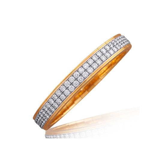 Picchiotti Xpandable™ 10.69CT Two Row Diamond Pavé Slim Gold Accent Channel-Set Bracelet in Yellow Gold
