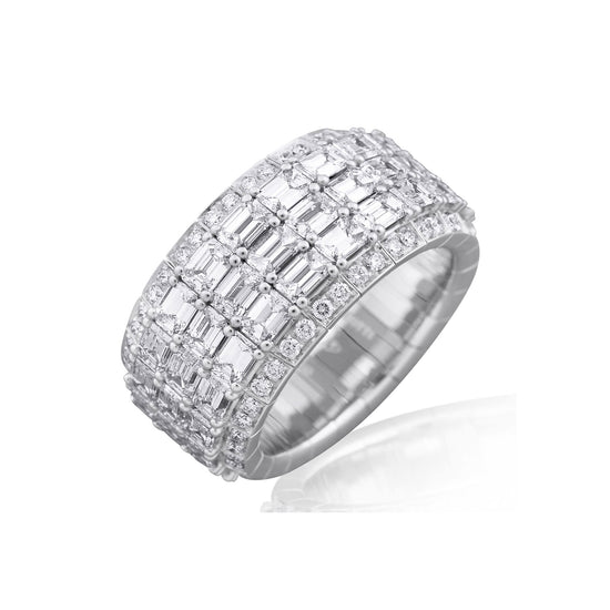 Picchiotti Xpandable™ 11.04CT Emerald and Round Cut Diamond Ring