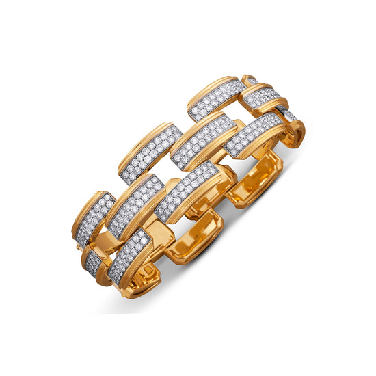 Picchiotti Xpandable™ 14.63CT Diamond Pavé Gold Accent Interlocking Bracelet in Two-Tone Gold