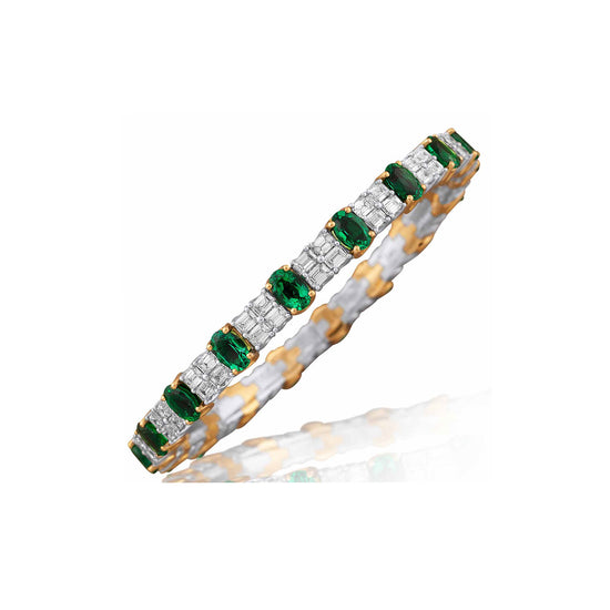 Picchiotti Xpandable™ 14.75CT Emerald and Diamond Mixed Cut Tennis Bracelet