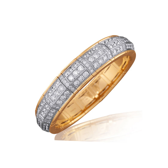 Picchiotti Xpandable™ 15.64CT Three Row Diamond Pavé Gold Accent Channel-Set Bracelet in Two-Tone Gold