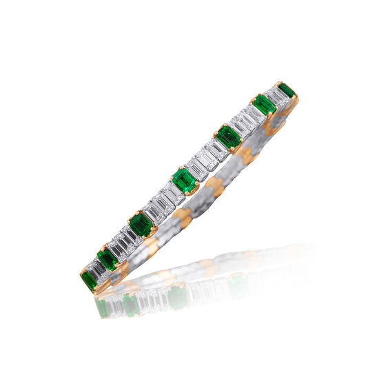 Picchiotti Xpandable™ 17.09CT Emerald and Diamond Mixed Cut Tennis Bracelet