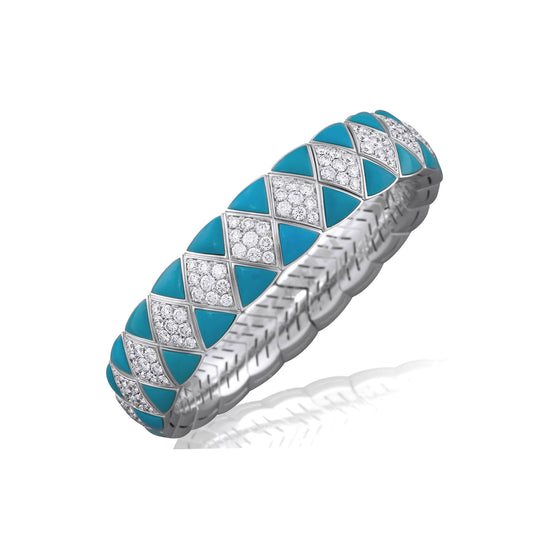 Picchiotti Xpandable™ 18.77CT Diamond & Turquoise Bracelet in White Gold