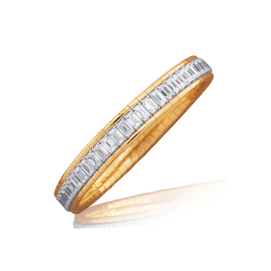 Picchiotti Xpandable™ 18.93CT Emerald-Cut Diamond Pavé Gold Accent Channel-Set Bracelet in Yellow Gold