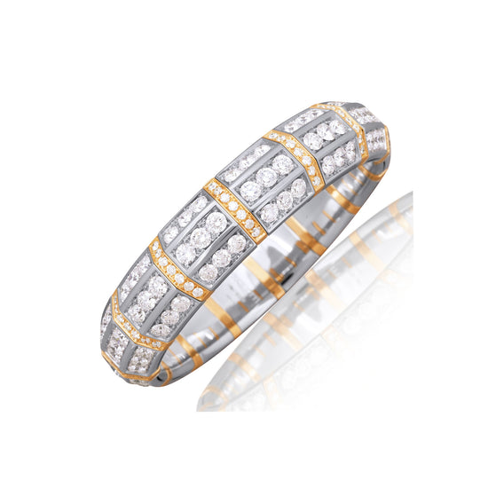 Picchiotti Xpandable™ 19.34CT Three Row Round Diamond Gold Accent Bracelet in Two-Tone Gold
