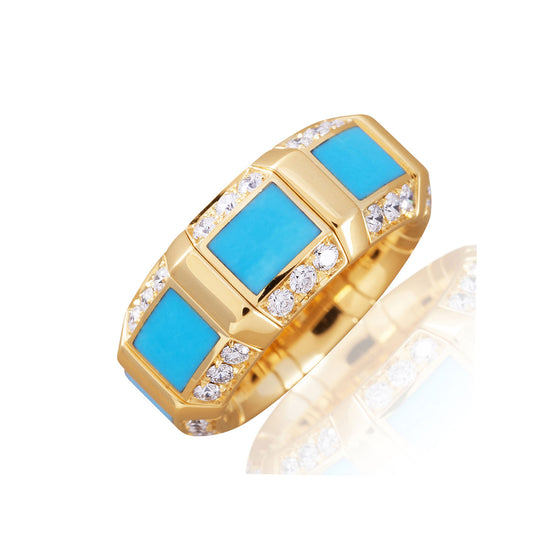 Picchiotti Xpandable™ 2.78CT Turquoise & Diamond Fashion Ring in Yellow Gold