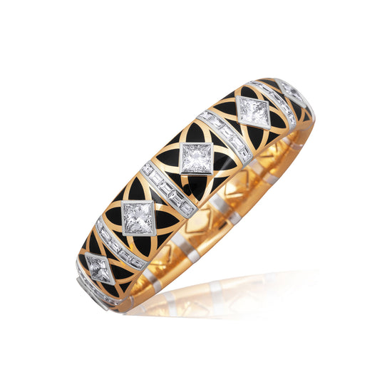 Picchiotti Xpandable™ 22.10 CT GIA Princess-Cut Diamond & Black Ceramic Bracelet in Two-Tone Gold