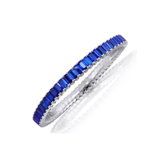 Picchiotti Xpandable™ 22.86 CT Octagon Cut Blue Sapphire Tennis Bracelet in White Gold