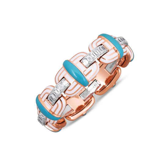 Picchiotti Xpandable™ 23.69CT Diamond, Turquoise & White Ceramic Bracelet in Two-Tone Gold