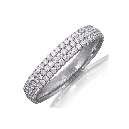 Picchiotti Xpandable™ 24.62CT Three Row Round Cut Diamond Tennis Bracelet