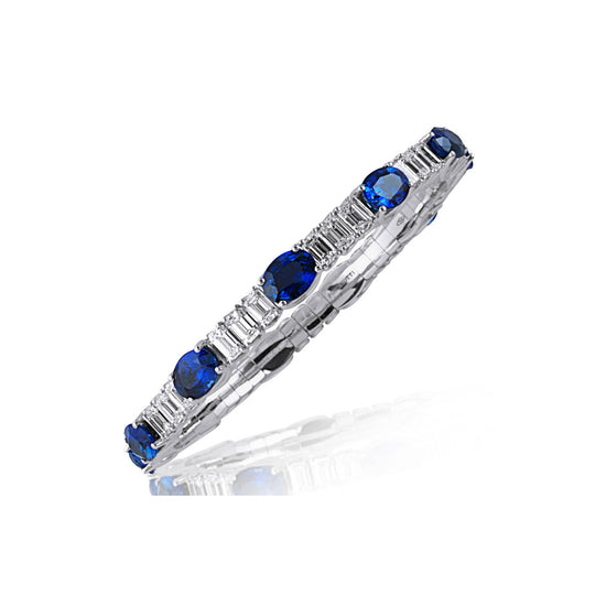 Picchiotti Xpandable™ 26.96CT Sapphire and Diamond Tennis Bracelet