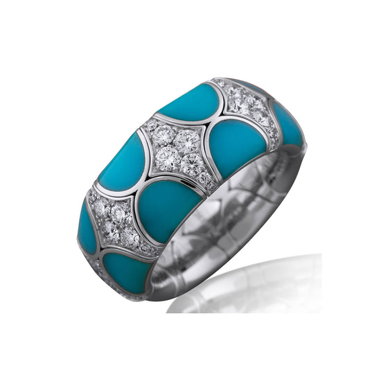 Picchiotti Xpandable™ 3.14CT Turquoise & Diamond Fashion Ring in White Gold