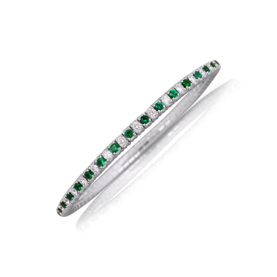 Picchiotti Xpandable™ 3.84CT Alternating Emerald and Diamond Round Cut Tennis Bracelet