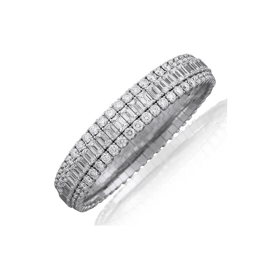 Picchiotti Xpandable™ 37.40CT Three Row Mixed Cut Diamond Tennis Bracelet
