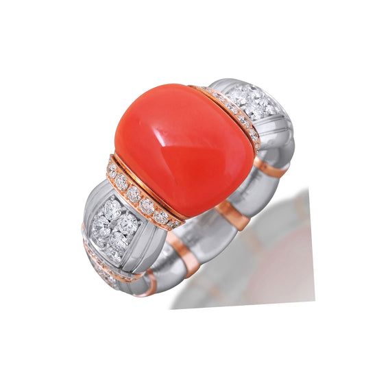 Picchiotti Xpandable™ 4.15CT Coral & Diamond Fashion Ring in White & Rose Gold