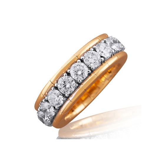Picchiotti Xpandable™ 4.16CT Round Cut Diamond Pavé Gold Accent Channel-Set Ring in Yellow Gold