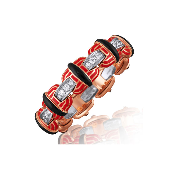 Picchiotti Xpandable™ 4.79 CT Diamond, Onyx & Orange Ceramic Bracelet in Two-Tone Gold