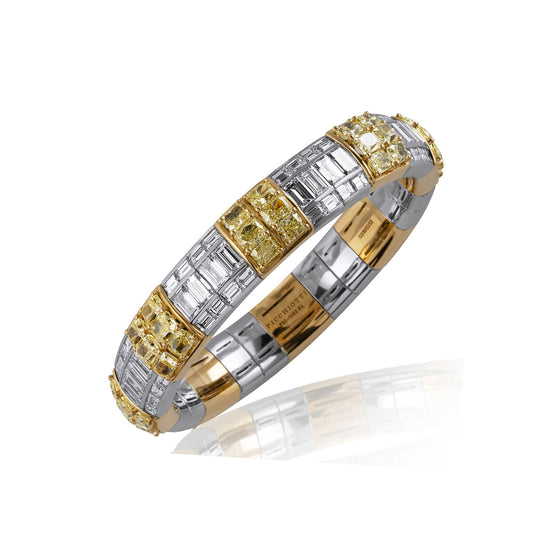 Picchiotti Xpandable™ 42.20CT Three Row Fancy Yellow and Diamond Tennis Bracelet