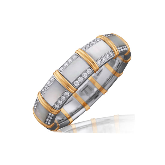 Picchiotti Xpandable™ 7.60CT Diamond & White Mother-of-Pearl Bracelet in Two-Tone Gold