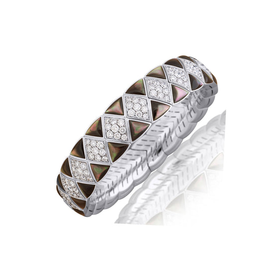 Picchiotti Xpandable™ 7.83CT Diamond & Green Mother-of-Pearl Bracelet in White Gold