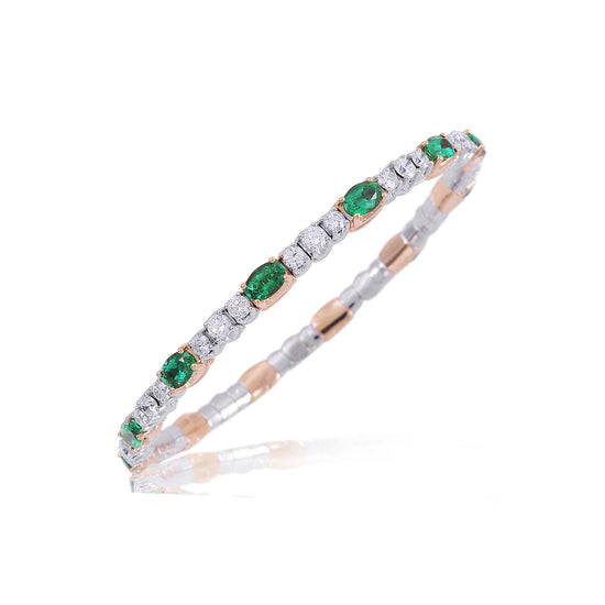 Picchiotti Xpandable™ 8.77CT Emerald and Diamond Mixed Cut Tennis Bracelet