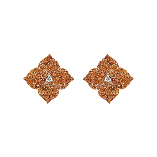 Piranesi Fiore Small Orange Sapphire Flower Earrings