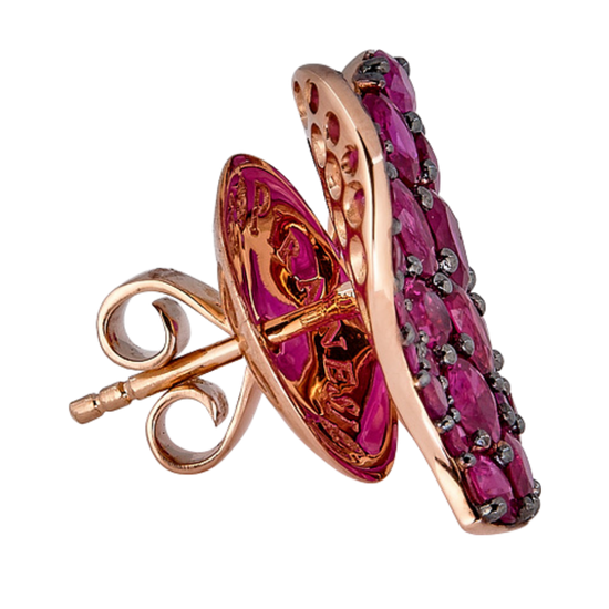 Piranesi Pink Sapphire Wave Heart Medium Stud Earrings