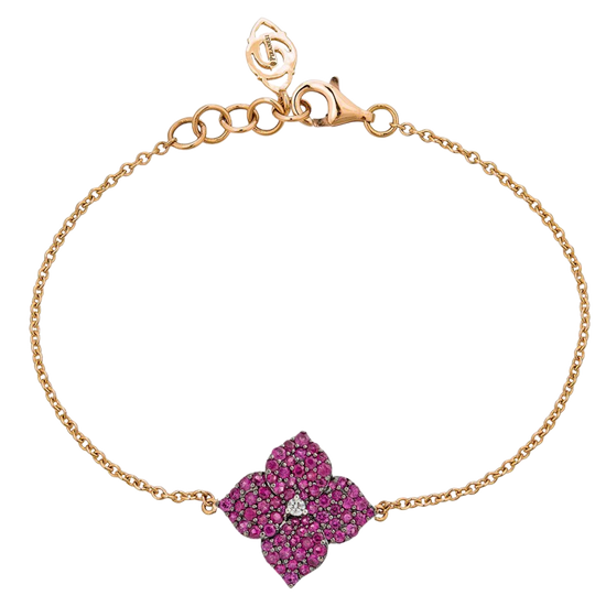 Fiore Small Deep Pink Sapphire Flower Bracelet