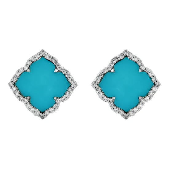 Piranesi Large Carved Turquoise Capri Earrings